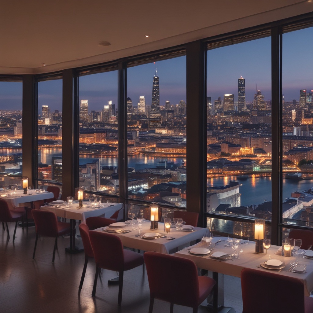 Breathtaking view from the hotel dining room overlooking the city